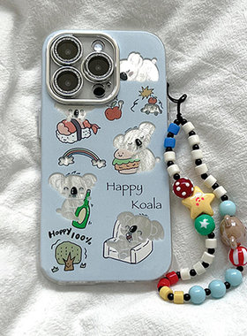 汉堡可爱考拉熊适用苹果13手机壳华为Pura70新款mate60pro女荣耀200全包OPPOReno12羽纱VIVOS19硬壳小米14/11