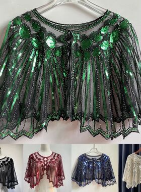 Women's 1920s Shawl Wedding Party Shawl Beaded Sequin Deco E