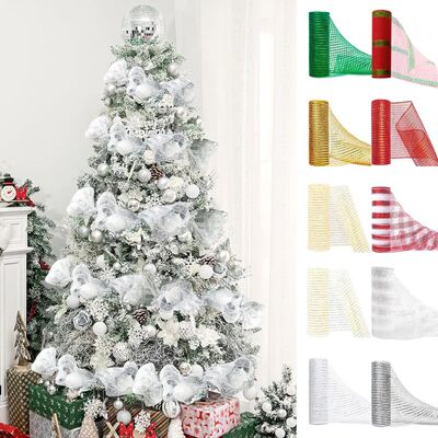 Christmas Tree Toppers Christmas Decoration Mesh Ribbon For