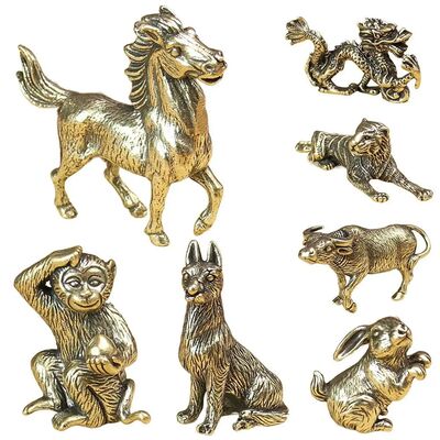 Chinese New Year Ornament Sculpture Copper Miniatures Figuri