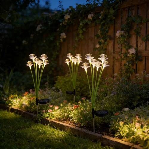 Outdoor Solar Cherry Blossom Stake Lights, Weatherproof Fibe