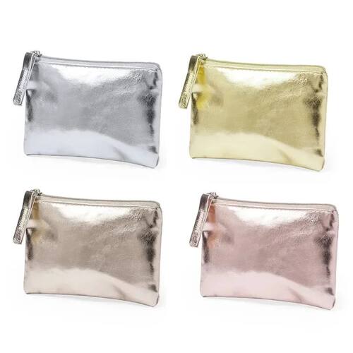 New Patent Leather Zipper Coin Purse Rose Gold Silver Color