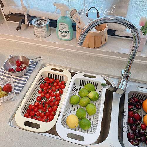 Drain basket bowl rack Kitchen fruit basin storage rack sink