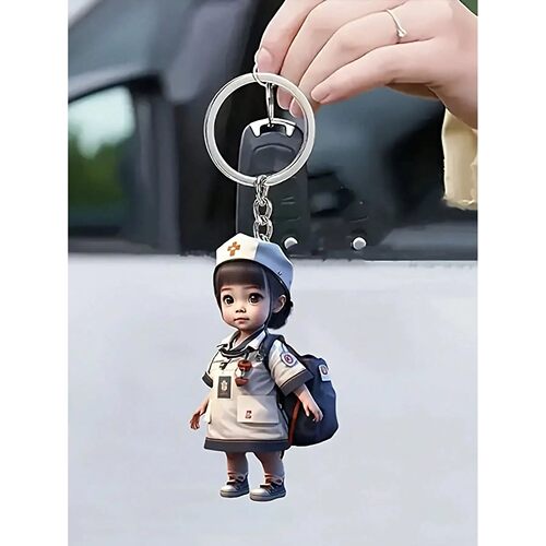 2D Acrylic Nurse Backpack Pendant Keychain, Doctor Nurse The