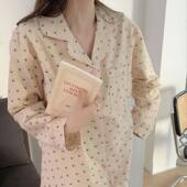 Sleepwear Heart Korean Women Cotton Cute Pajamas Summer Prin