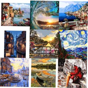 decor Paint Numbers Diy Canvas Drawing Landscape Home