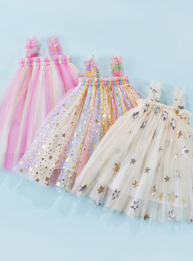 0-5Y Baby Girls Summer Dress 2023 New Kids Sleeveless Sequin