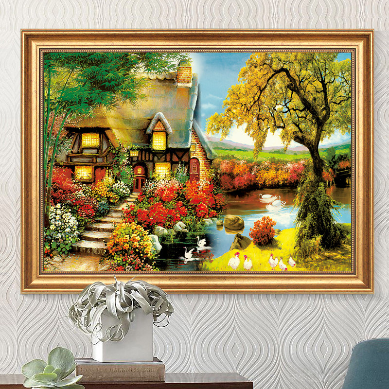 新品欧式风景油画小屋十字绣2025年新款线绣小件客厅卧室餐厅刺绣