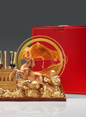 马到成功流沙画笔筒摆件办公室书房桌面装饰品高档礼物送老师领导