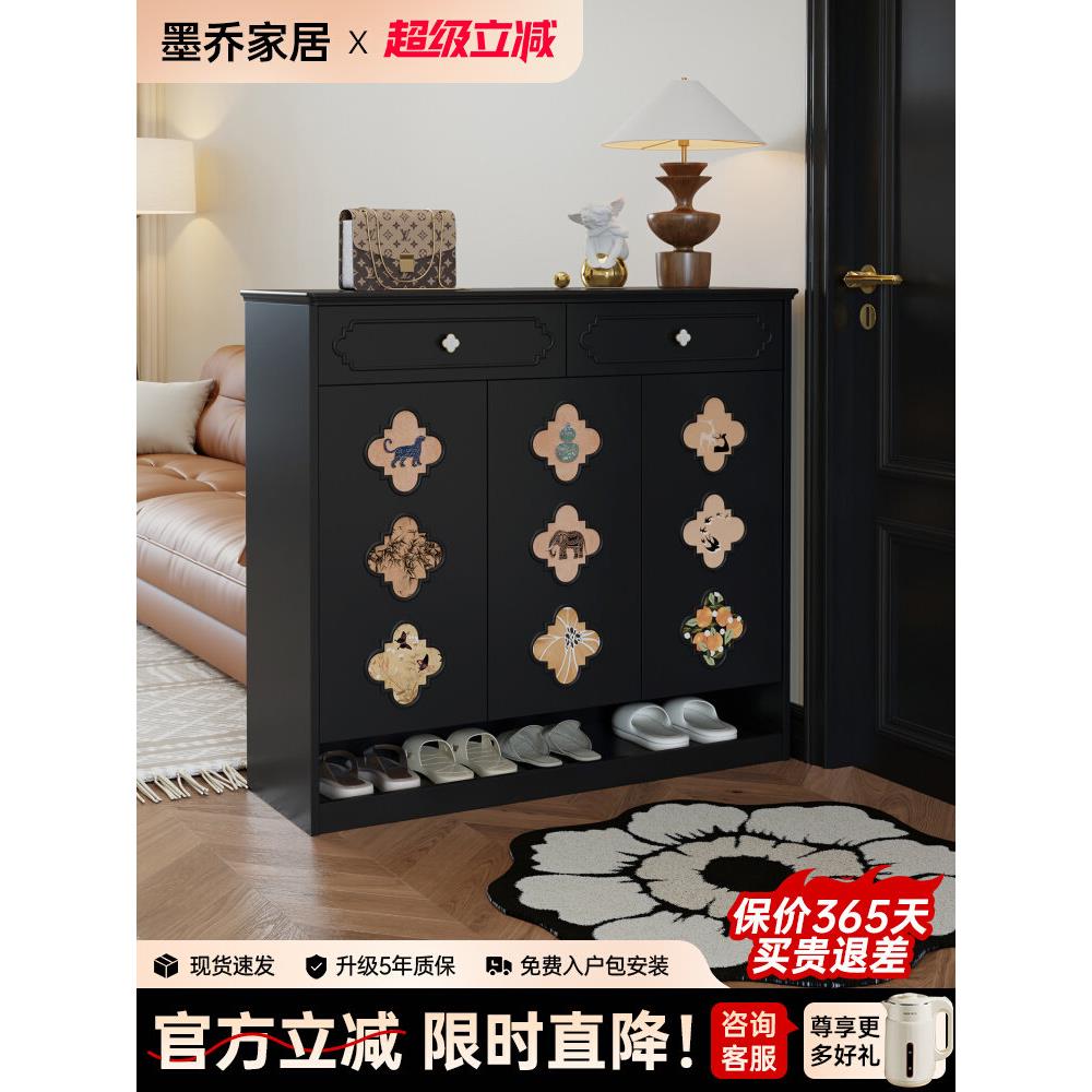 中古风鞋柜大容量多层超大法式复古玄关柜储物柜一体二合一隔断柜