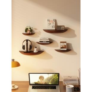 墙上置物架墙壁实木隔板免打孔墙挂式展示架客厅挂板墙面承重力强