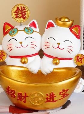 招财猫玄关钥匙收纳摆件家招财进宝旺宅开业礼物前台卧室摆设礼品