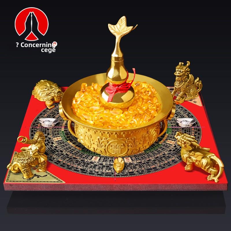 纯铜麒麟葫芦摆件龙龟大象貔貅罗盘聚宝盆元宝客厅办公室店铺装饰