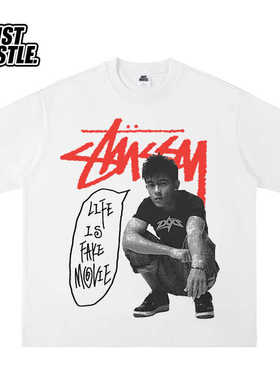 致敬陈冠希潮流先行者人像T恤复古直喷印花男女短袖T恤BOOTLEG潮