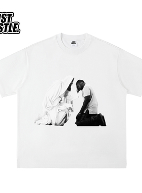 KANYE 侃爷 VULTURES  试听会 面具 人像 短袖T恤 美式 复古纯棉