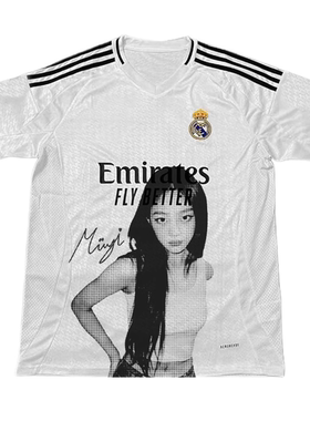 NEW JEANS MINJI 金玟池 人像印花 Remake球衣 足球服 皇马 短袖