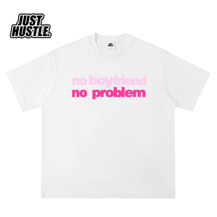 No problem 短袖T恤 纯棉 重磅 小领口 标语 slogan 欧美 街头