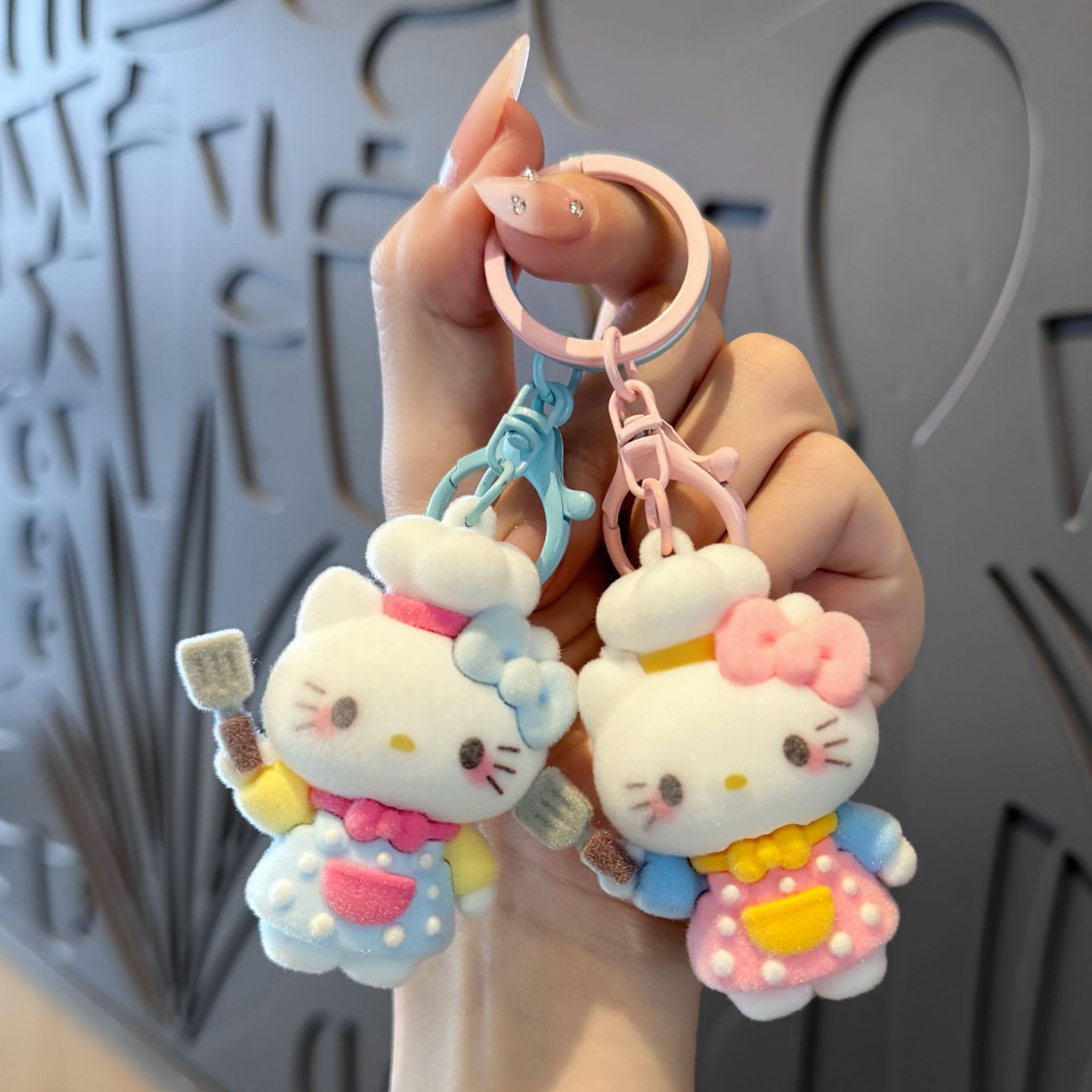 植绒厨师小猫可爱钥匙扣
