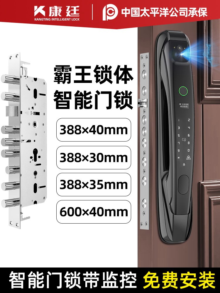 霸王锁体智能锁指纹锁密码锁入户门带监控远程可视全自动门锁监控