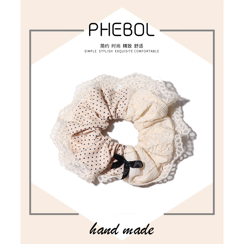 蕾丝边蝴蝶结双拼大肠发圈扎头发马尾发绳气质高级感橡皮筋发饰女