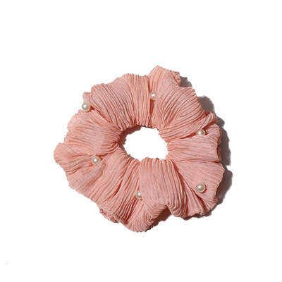 雪纺百褶压皱珍珠大肠发圈气质高级感头绳马尾扎头发绳百搭橡皮筋
