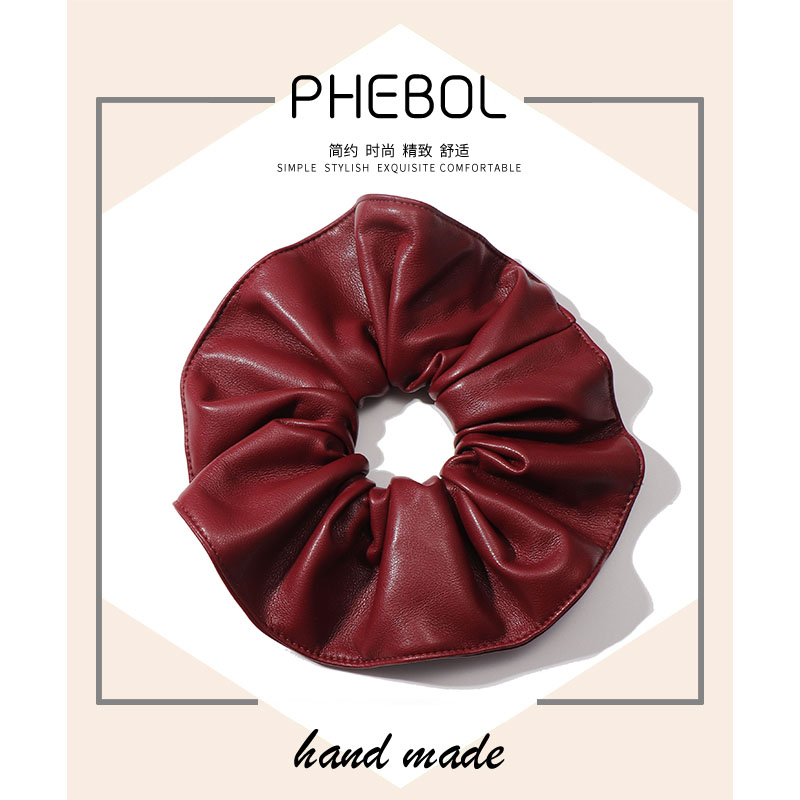 PU皮质超大号大肠发圈气质高级感头绳扎头发马尾发绳丸子头发饰品