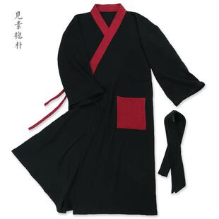 新款包邮纯棉古风长袍汉服睡衣家居服睡袍复古浴衣禅服茶艺服僧服