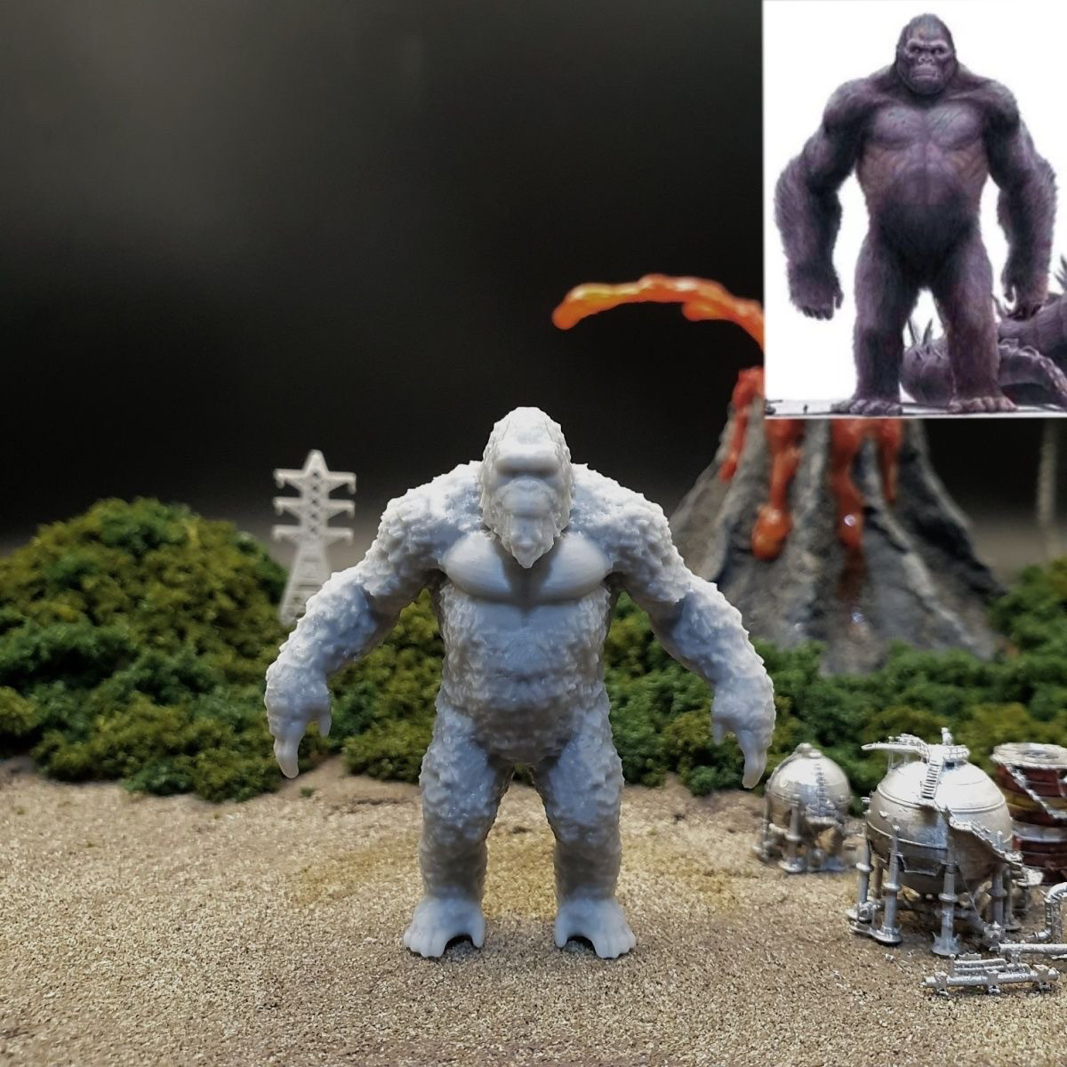 潮玩DIY手工 怪兽之王电影系列金刚1/43人偶模型手办场景白模