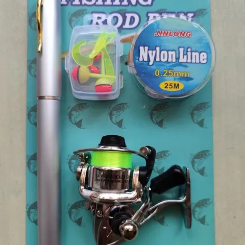金属迷你纺车轮微型钓鱼竿路亚竿钢笔抛1米甩新款套装配件鼓轮丢