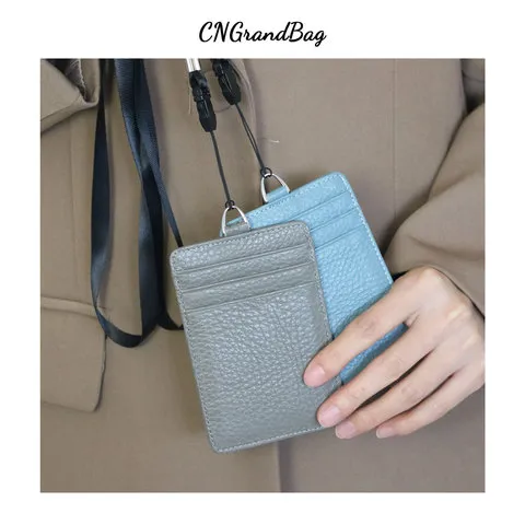 行李牌吊牌便携胸牌办公证件套饭卡工牌挂脖公交卡夹简约真皮