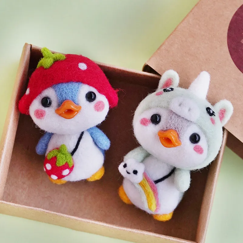 羊毛毡戳戳乐diy材料包情侣手工卡通熊猫玩偶礼物创意饰品