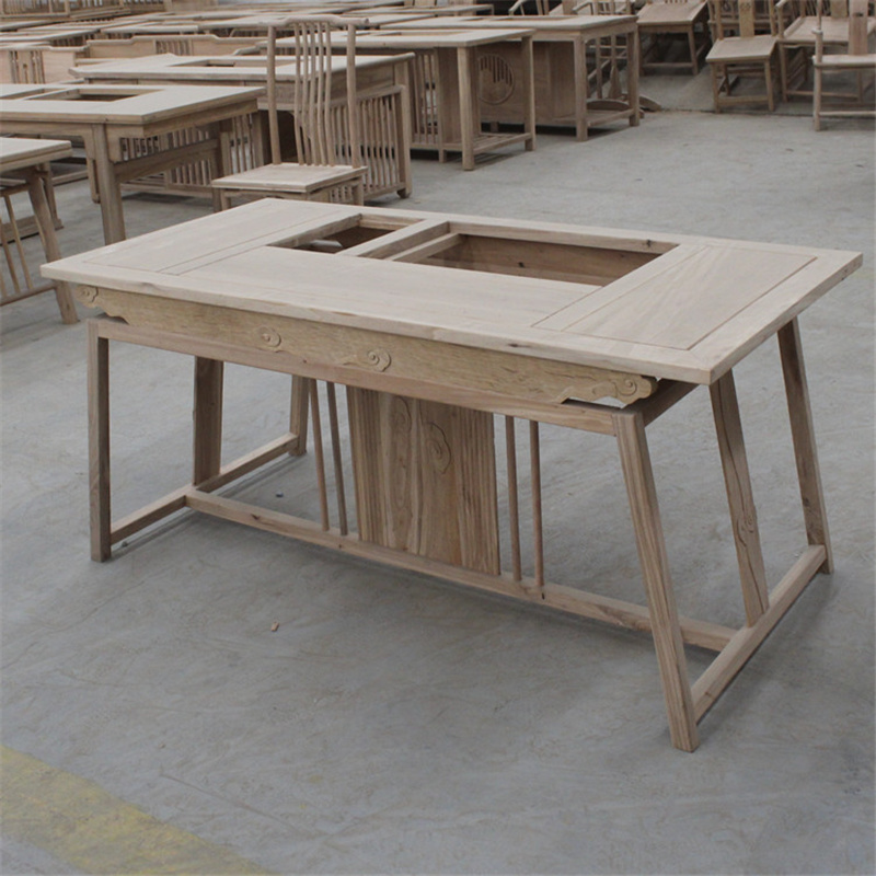 阳台茶桌椅组合白茬禅意客厅榆木实木新中式功夫小户型茶台桌白胚