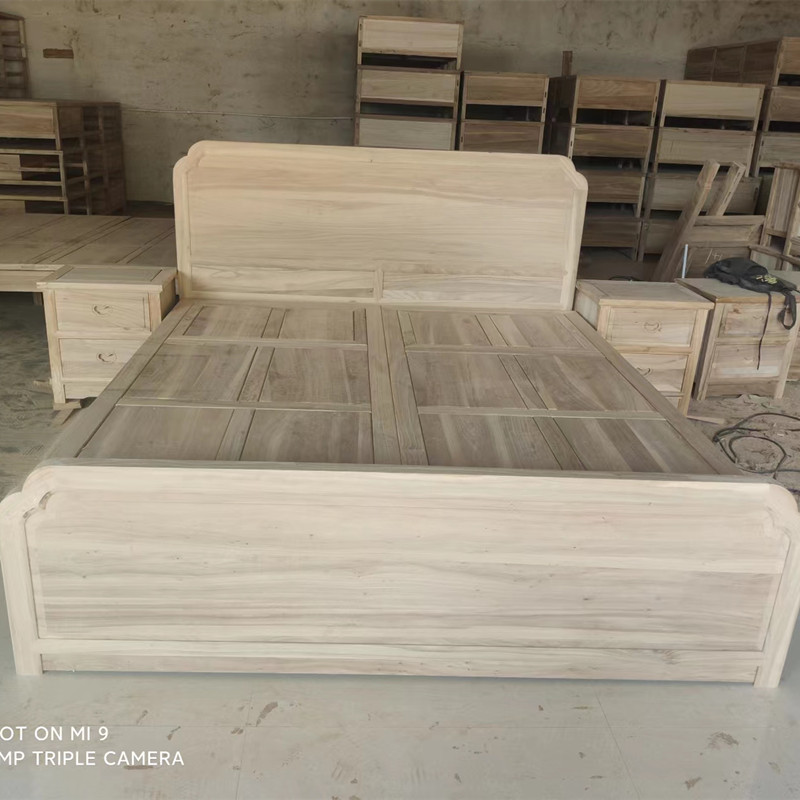 老榆木中式全实木箱式床双人床