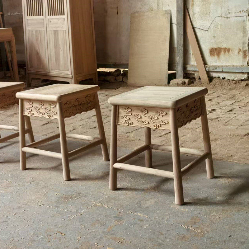 老榆木全实木打洼凳白坯矮凳方凳换鞋凳坐凳小凳子新中式白胚白茬,住宅家具,矮凳,淘宝优惠券,粉丝福利购,淘宝优惠卷