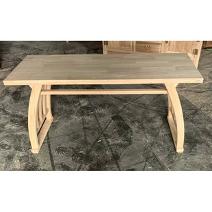 新中式榆木书画桌白胚书桌办公桌板台书房桌实木白茬白坯原木家具