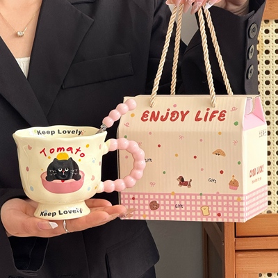 ins风波点小狗马克杯女生杯子