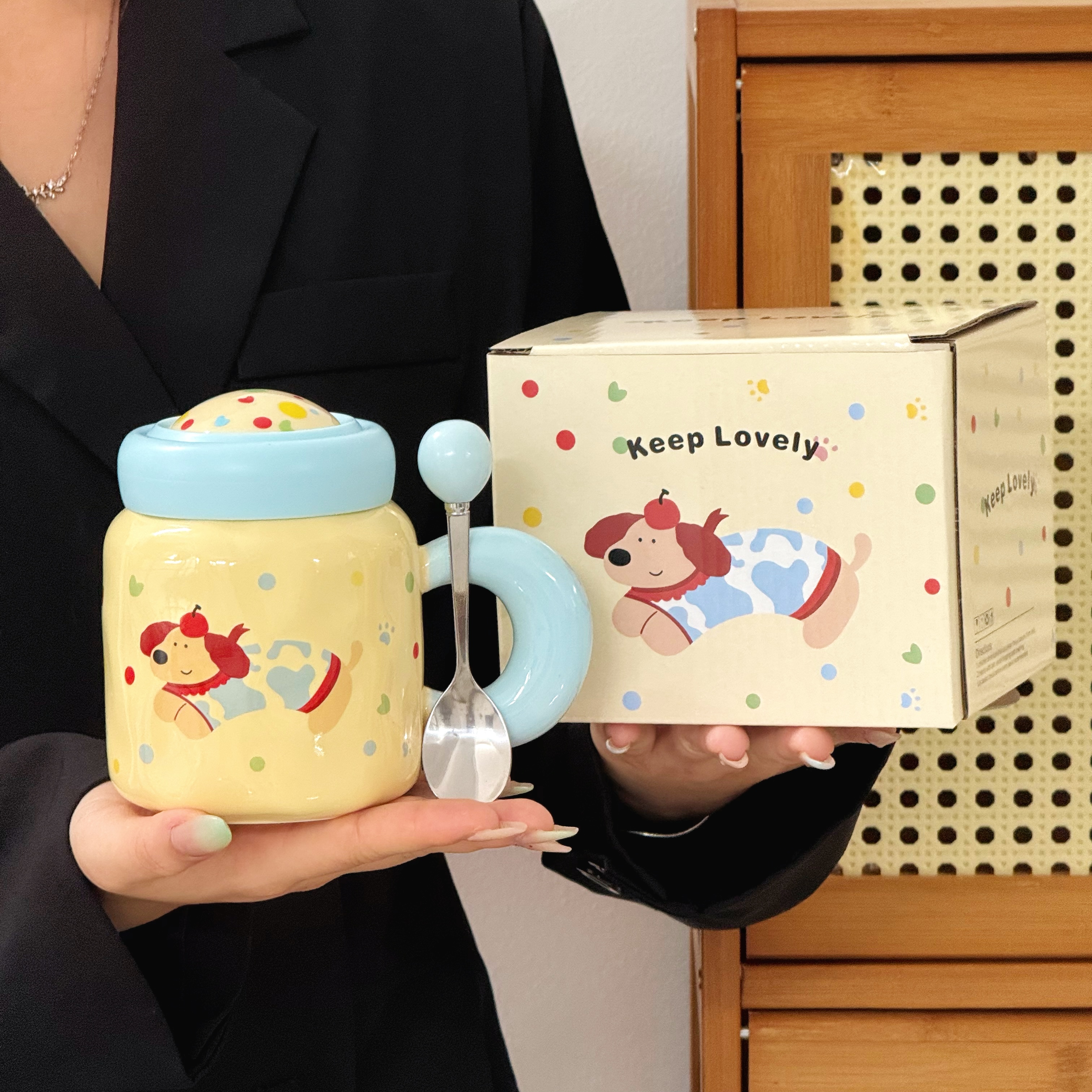 ins可爱小狗马克杯高颜值陶瓷