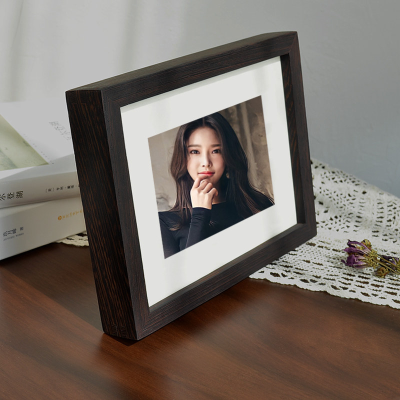 榉木橡木榫卯摆台相框洗照片加打印冲印相片简约实木画框摆件定制