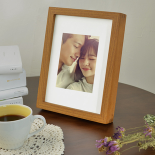 榉木橡木榫卯摆台相框洗照片加打印冲印相片简约实木画框摆件定制