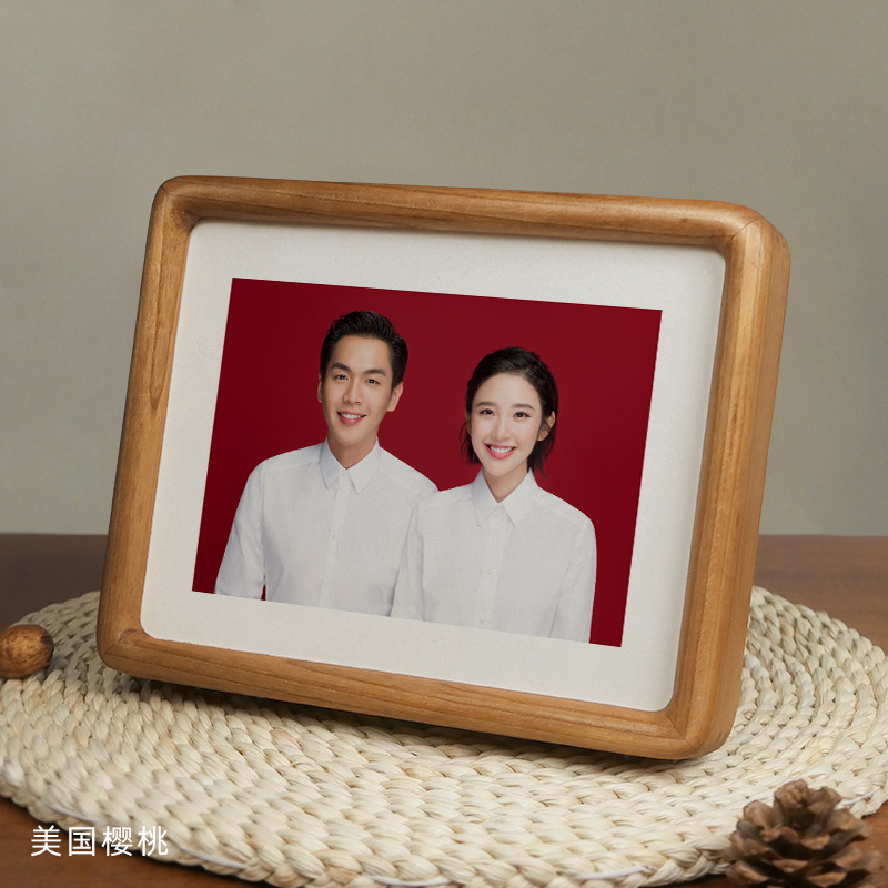 海马体结婚登记照相框高级感喜字婚姻纪念加洗证件照片情侣摆台