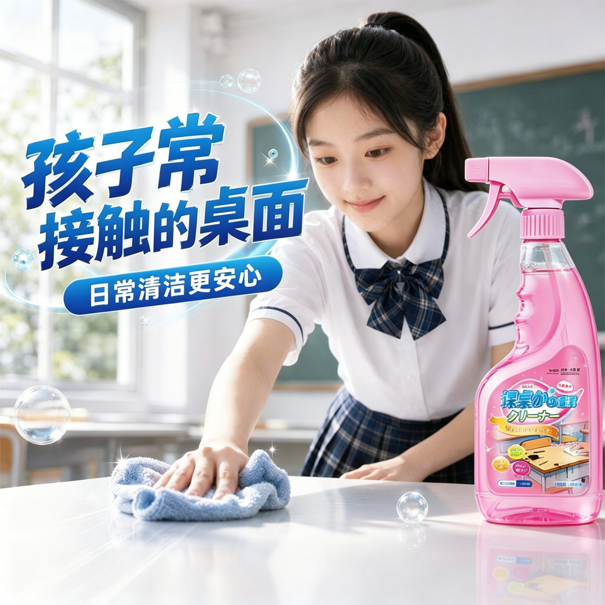 山茶香学生去桌面污渍笔渍幼儿园桌椅清洁剂水彩笔墨涂鸦专用清洗
