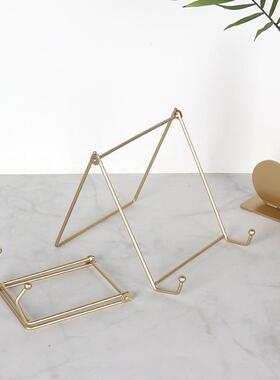 装饰摆件陶瓷盘子支架展示架钟表托架挂盘相框托赏盘铁艺支撑架子