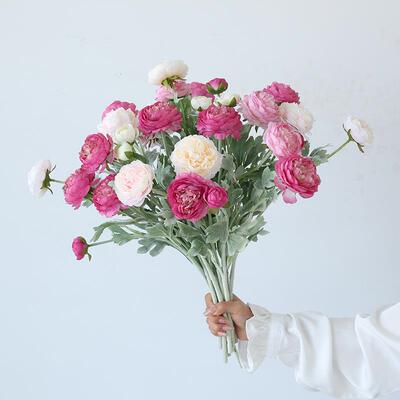 高品质仿真手感保湿花 家居装饰摆件假花跨境人造花大枝拉菲郁金