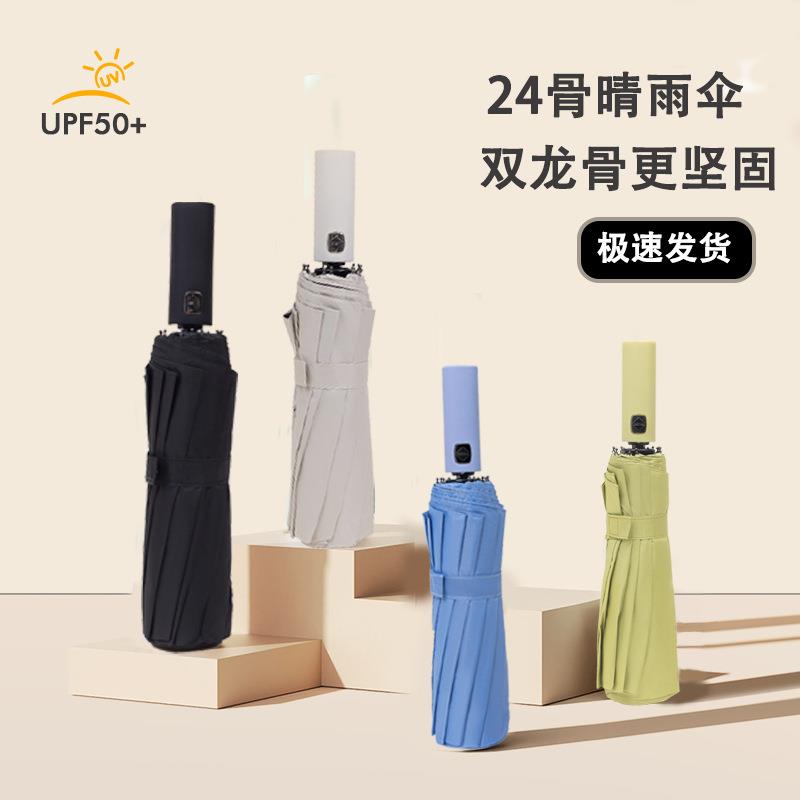 高品质包邮纯黑色晴雨伞双人大伞防紫外线商务遮阳伞长柄折叠伞10