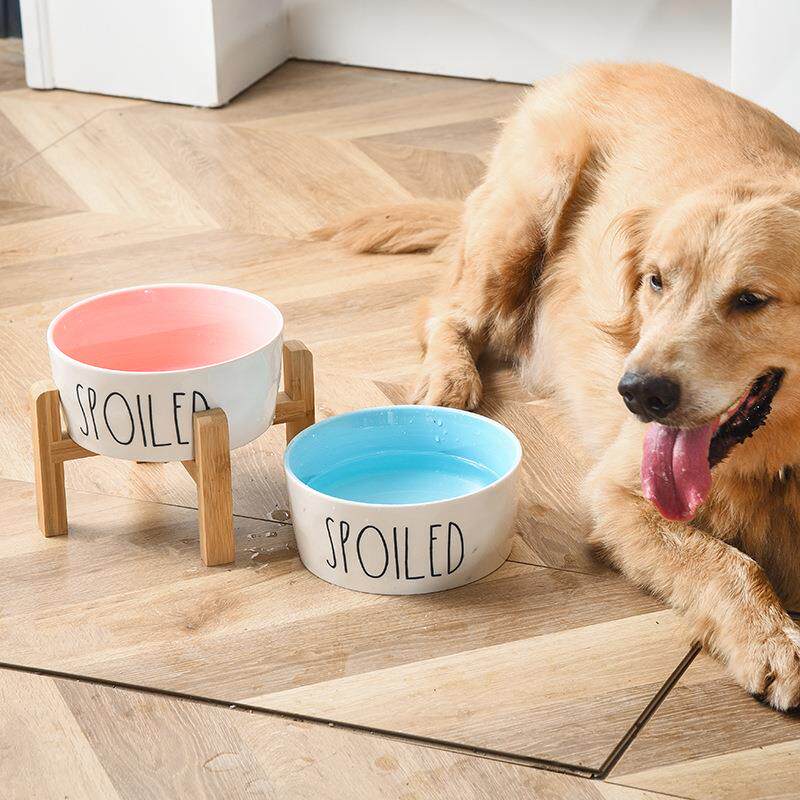 宠物碗陶瓷狗碗猫碗食盆泰迪狗粮金毛食盆水碗防翻大型犬饭盆包邮