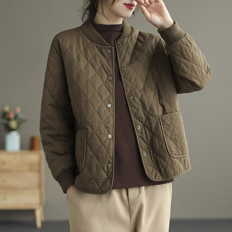 菱格棉衣棉服女冬季2026年新款韩版宽松显瘦休闲棒球领外套上衣女