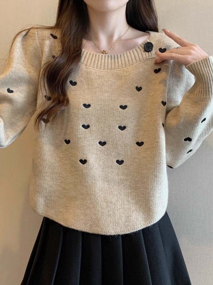 短款显瘦打底针织衫女 wOpz新款女装毛衣 春秋通勤风低圆领套头毛