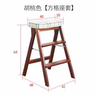 实木梯凳家用折叠梯凳厨房e高板凳折叠凳子三步登高小梯子吧台