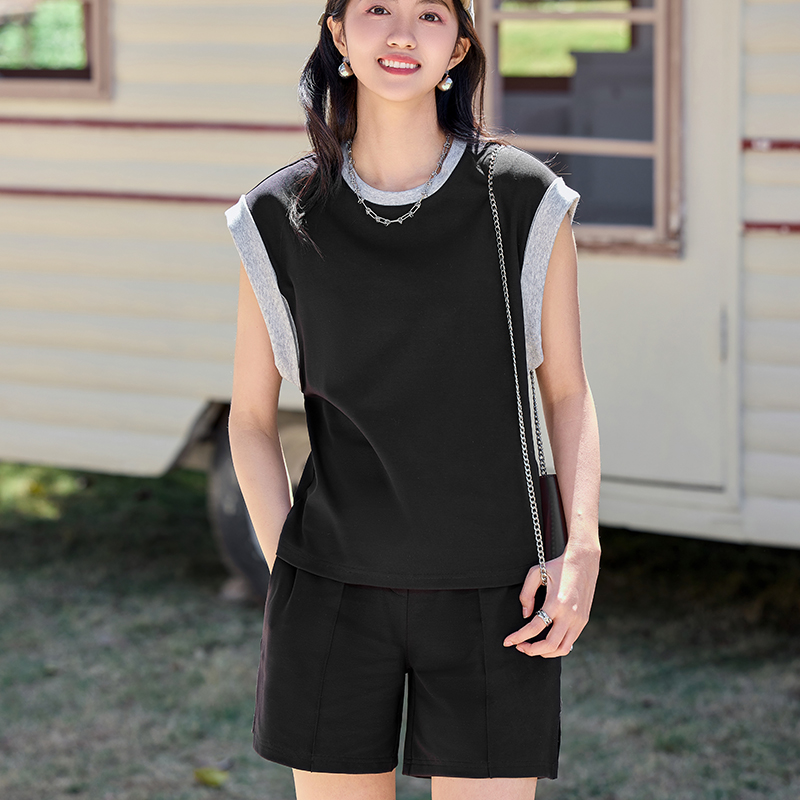 休闲套装女夏季2025新款韩版时尚高级感背心短裤运动百搭两件套潮