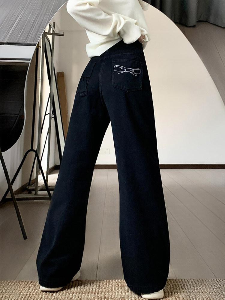 阔腿牛仔裤女夏季薄款2025新款胖mm黑色窄版高腰显瘦直筒拖地长裤,女装/女士精品,大码裤装,淘宝优惠券,粉丝福利购,淘宝优惠卷